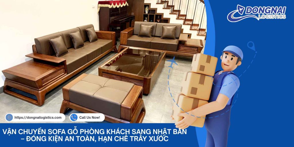 Vận Chuyển Sofa Gỗ Phòng Khách Sang Nhật Bản – Đóng Kiện An Toàn, Hạn Chế Trầy Xước