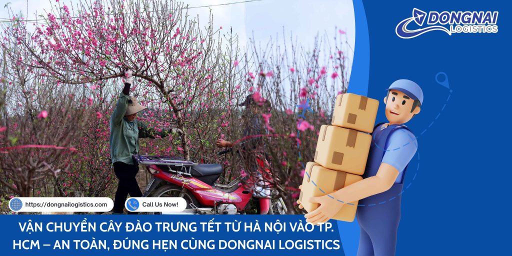 VẬN CHUYỂN CÂY ĐÀO TRƯNG TẾT TỪ HÀ NỘI VÀO TP. HCM – AN TOÀN, ĐÚNG HẸN CÙNG DONGNAI LOGISTICS